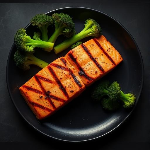 Salmão com brócolis na manteiga